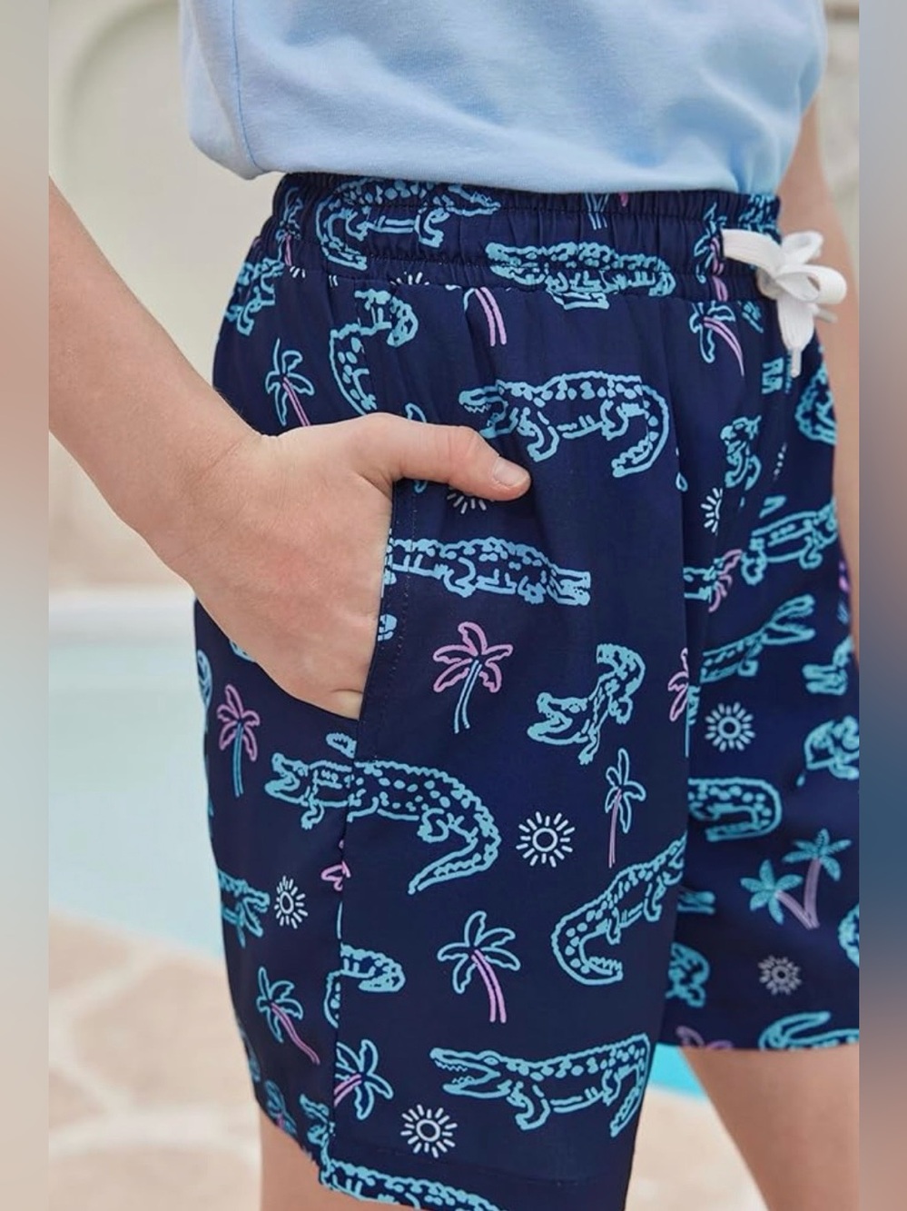 Kids Navy Blue Crocodile Print Swim Shorts(8/10 years) NWOT